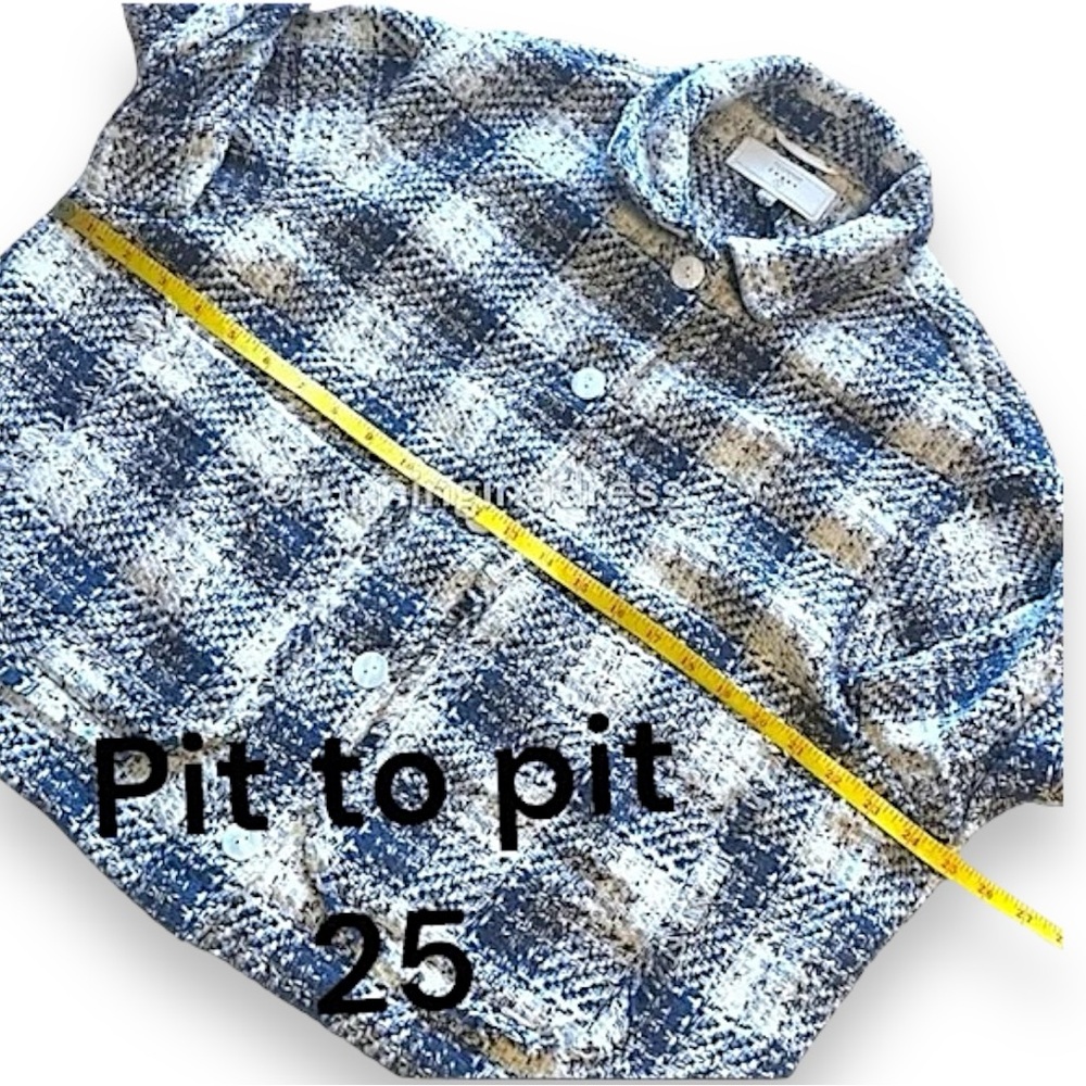 NWT BlankNYC Cropped Tweed Jacket In Blue Cream Plaid Size Large - Picture 14 of 16